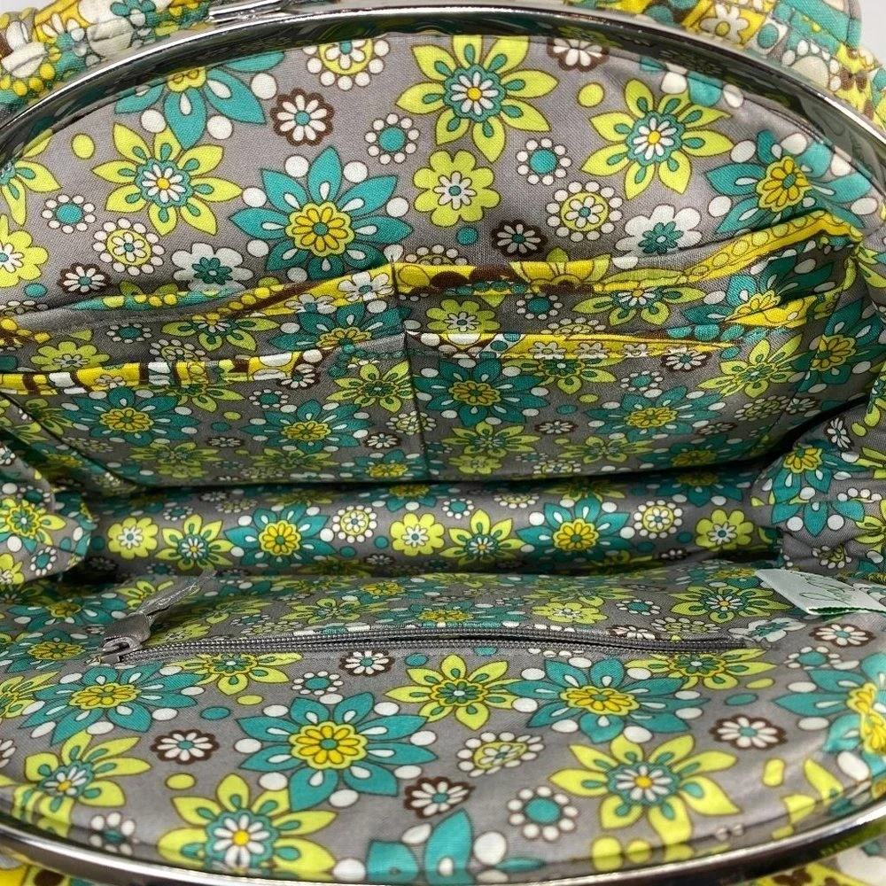 Vera‎ Bradley Limelight Paisley Quilted Kiss Lock Frame Handbag Green Yellow